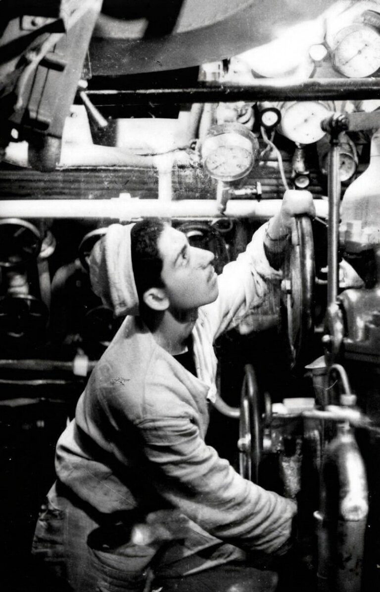 Michele Russo aboard ship during his service in the Italian Navy
